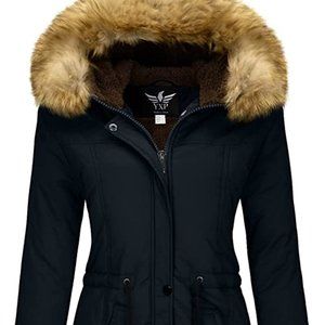 NEW YXP Women's Winter Thick Military Parka Warm Cotton Coat with fur hoood M